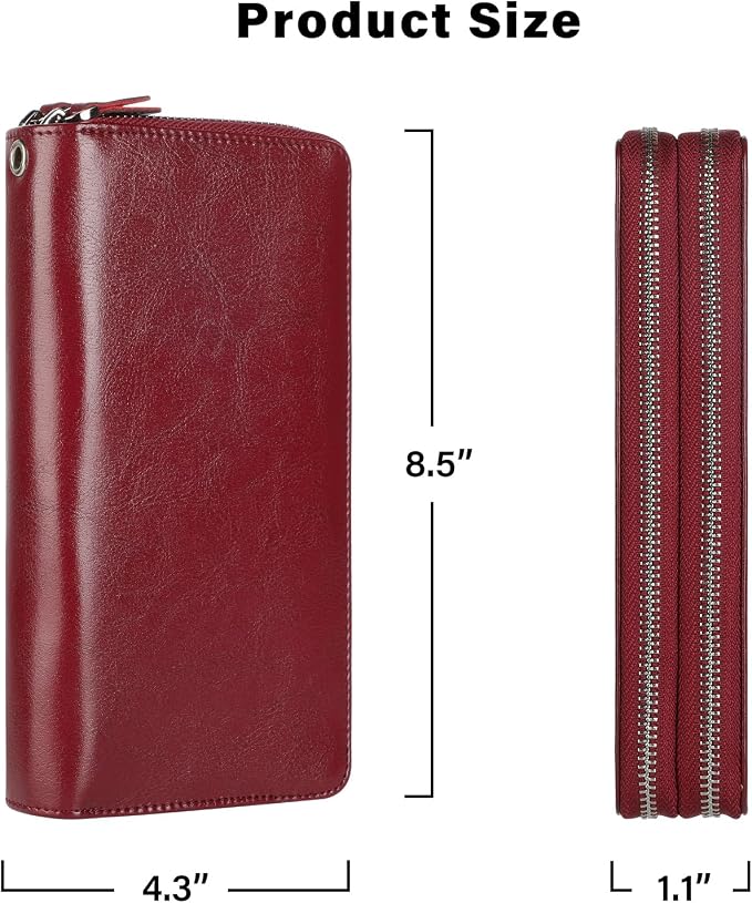 Lavemi Small Compact Women Wallet RFID Blocking Genuine Leather Bifold Purse with ID Windows