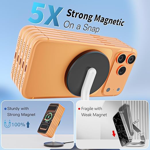 Magnetic Wireless Charger i Phone Stand 15W Fast Mag-Safe Charging Station 6FT Magnet Wireless Charging Stand with Plug Compatible with Apple iPhone 17/17 Pro/Air/17Pro Max 16/15/14/13/12,AirPods Pro