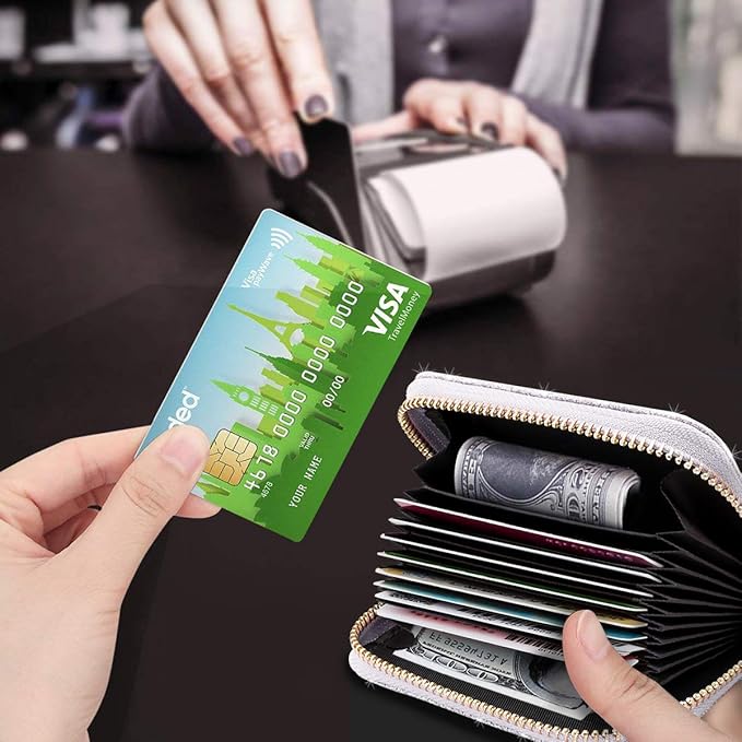Coco Rossi Women's Small Credit Card Wallet RFID Glitter Cute Credit Card Holder Wallets for Women -Silver