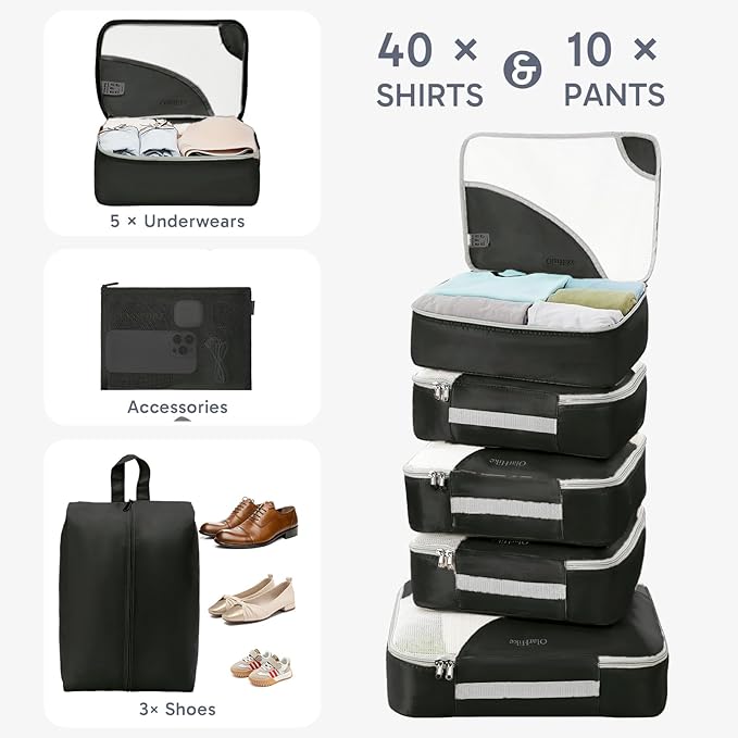 OlarHike 10 Set Packing Cubes for Travel, Gifts for Women Mom,Anti-Tearing Suitcase Organizer with Over 1000 pcs Mesh Holes,Vacation Essentials & Accessories for Cruise Ship