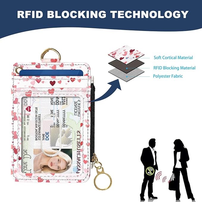 Slim Wallet Credit Card Holder, Rainbows A, RFID Wallet Women Cute Small Front Pocket Wallet With Zipper, PU Leather Thin travel RFID Blocking Card Case ID Window,Ladies Gifts