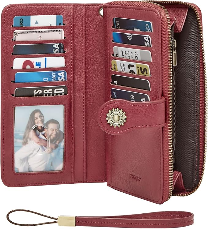 TFKGS Wallet for Women RFID Blocking Leather Large Capacity Card Holder Ladies Phone Clutch Travel Long Purse Wristlet | RFID Blocking, Leather, Large Capacity, Ladies, Travel