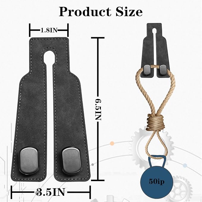 SADELOOS Car Hooks for Headrest, 2PCS Car Purse Hooks Luxurious Leather Metal Car Hangers for Seat Multifunctional Car Bag Hook Car Seat Back Storage Hook Accessories (Black)