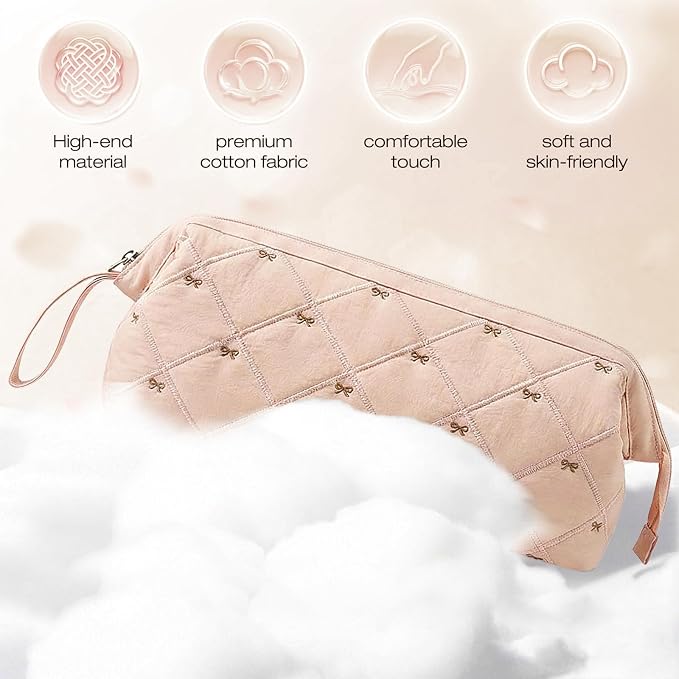 Stratalife Quilted Hair Tools Travel Bag with Polishing Cloth Compatible with Dyson Airwrap Shark Flex Style, Portable Toiletry Bag Hair Dryer Curling Iron Carrying Case Travel Essentials Pink Bow