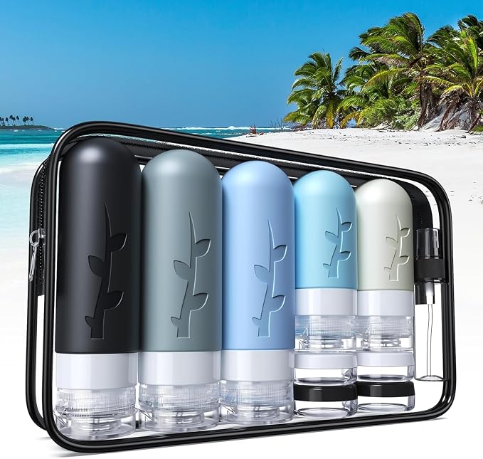 Aeomni 19 pack Travel Bottles for Toiletries, TSA Approved Silicone travel Size Containers for toiletries Set, Refillable & Leakproof Travel Bottles