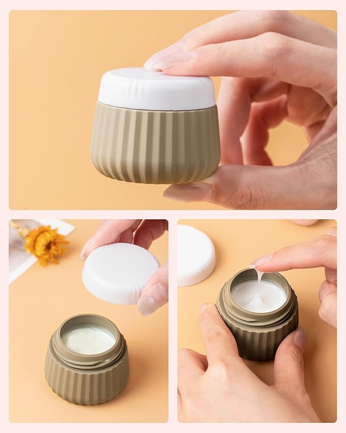 Mrsdry Travel Containers for Toiletries 4 Pack, TSA Approved Travel Size Toiletries, Travel Size Containers, With Clear Bag Leak Proof Silicone Jars, Travel Essentials Creams Jars Carrying Small Items