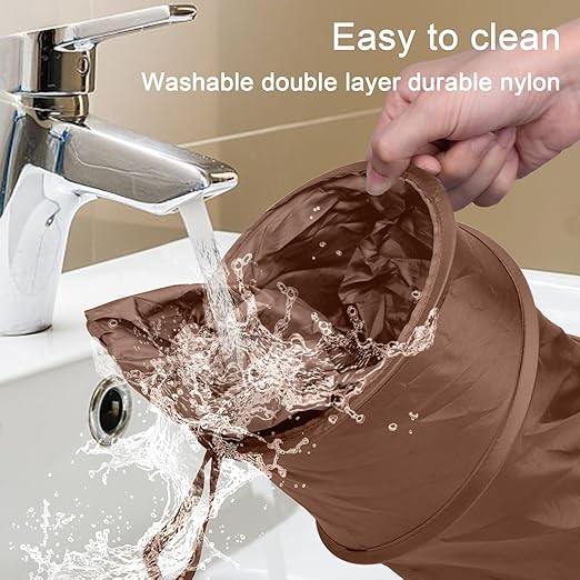 Car Trash Can, 2 Packs Mini Collapsible Car Trash Bin for Front Back Seat, Pop up Car Garbage Can, Portable Car Trash Bag Hanging for Vehicle SUV Rv Truck Accessories Interior, Brown