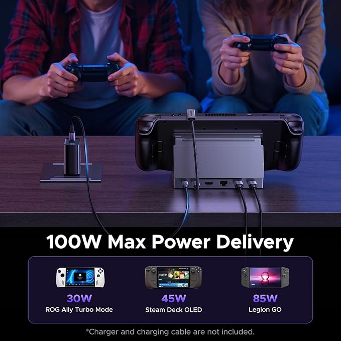 UGREEN Steam Deck Dock 6-in-1 4K@120Hz HDMI 2.1, 100W PD, USB-A & USB C 3.0, Gigabit Ethernet, Dock for Rog Xbox Ally 2025, Steam Deck, ROG Ally, Region Go, MacBook