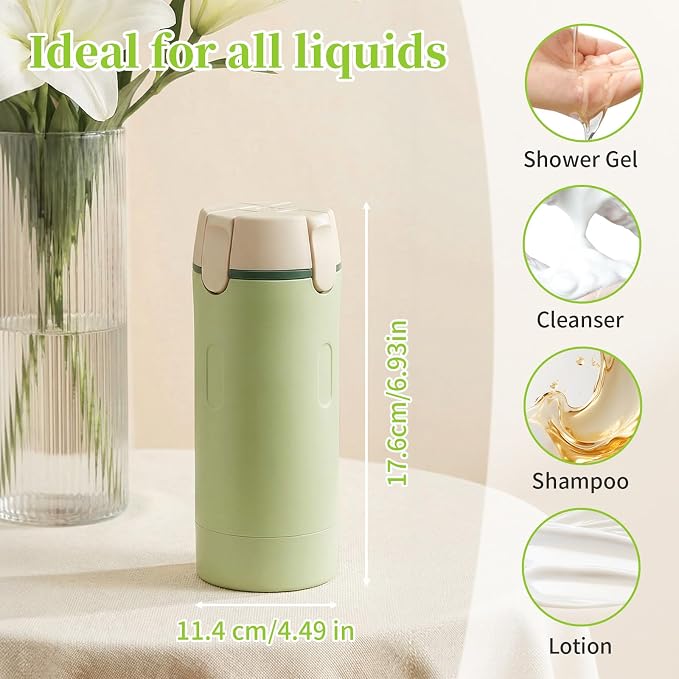 4 in 1 Travel Dispenser Bottle Set - 30ml x4 TSA Approved Leak Proof Airless Pump Bottles, Refillable Small Containers for Shampoo Lotion, Portable Travel Toiletries for Carry On (Key Lime)