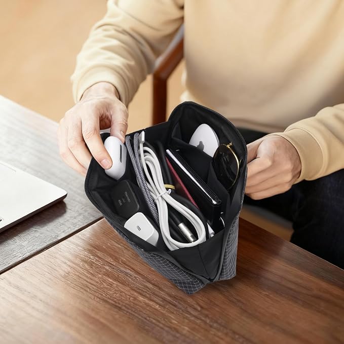 simtoper Electronic Organizer Travel Case – Waterproof Cable Bag for Cord, Charger, Hard Disk, Power Bank – Small Tech Storage for Travel, Backpack, Business Trip, Airplane