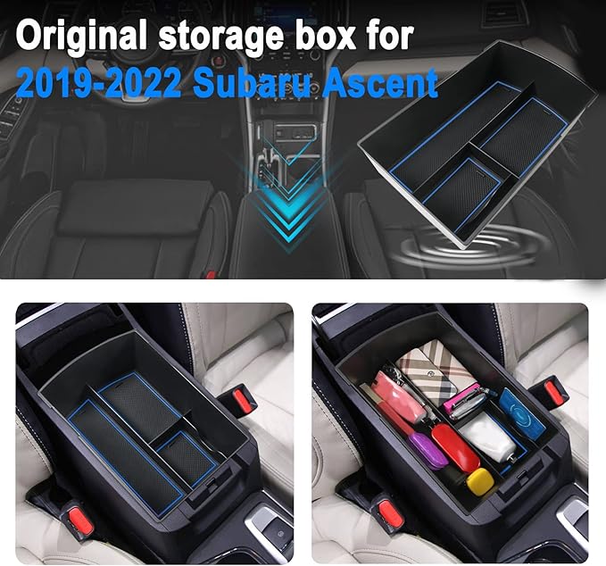 SHAOHAO for 2025 2026 Subaru Ascent Center Console Organizer for 2019-2026 Subaru Ascent Accessories Base/Premium/Onyx Edition/Limited/Onyx Edition Limited/Touring Double Space Armrest Insert Tray