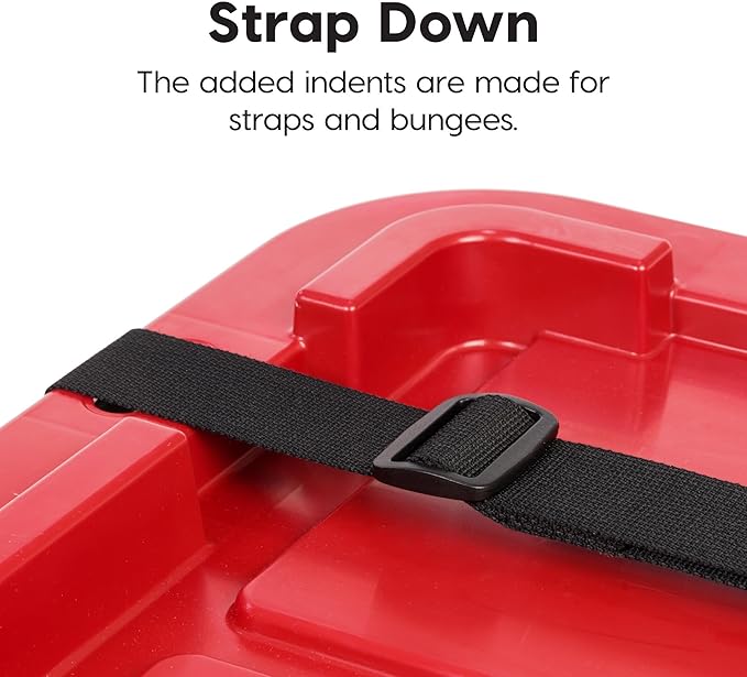 IRIS USA 4-Pack 12 Gallon Storage Bins with Lids |Made in USA| Heavy Duty Plastic Tote Containers for Truckbed Tool Box Organization, Large - Red