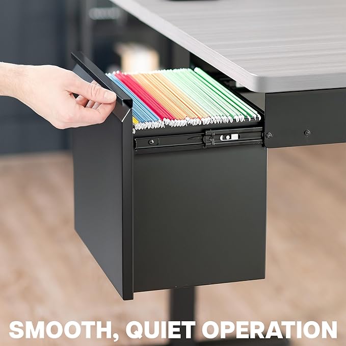 VIVO Filing Cabinet Under Desk, Metal Office Storage Drawer, Holds 22 lbs, for 8.5 x 11 inch Letter-Size Folders, Black, MOUNT-FCD1S-B