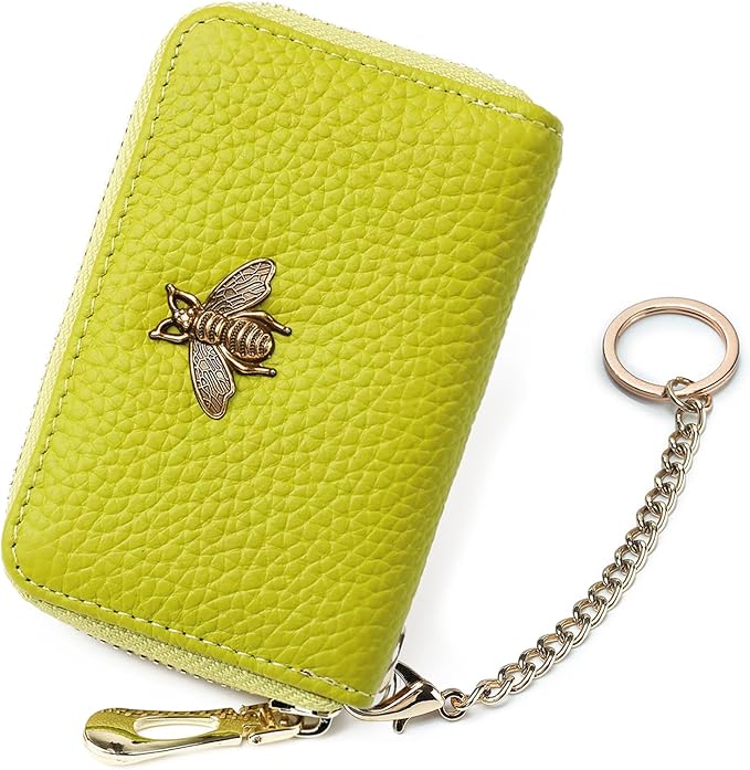 imeetu RFID Credit Card Holder, Small Leather Zipper Card Case Wallet for Women