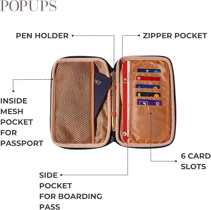 POPUPS Passport Travel Wallet for Women - Large Multiple Document Organizer and Holder with Wristlet (Berry)