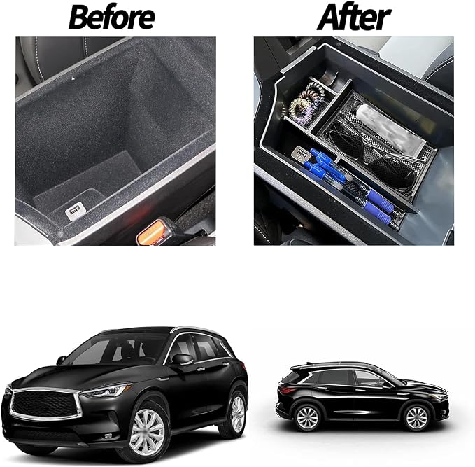 Gah for 2024 Infiniti QX55 QX50 Center Console Armrest Storage Box 2018-2024 QX50 compatible with Infiniti 2022-2024 QX55 Tray Insert Organizer Glove Pallet Accessories (black)