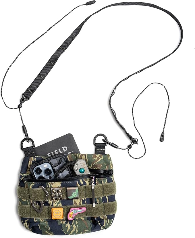 TACTICAL_GEEK Cache L2 EDC Sling Bag, Nylon Crossbody Bag Organizer, EDC Molle Bag, Multifunctional Shoulder Small Bag for Daily Hiking Carry, Camouflage