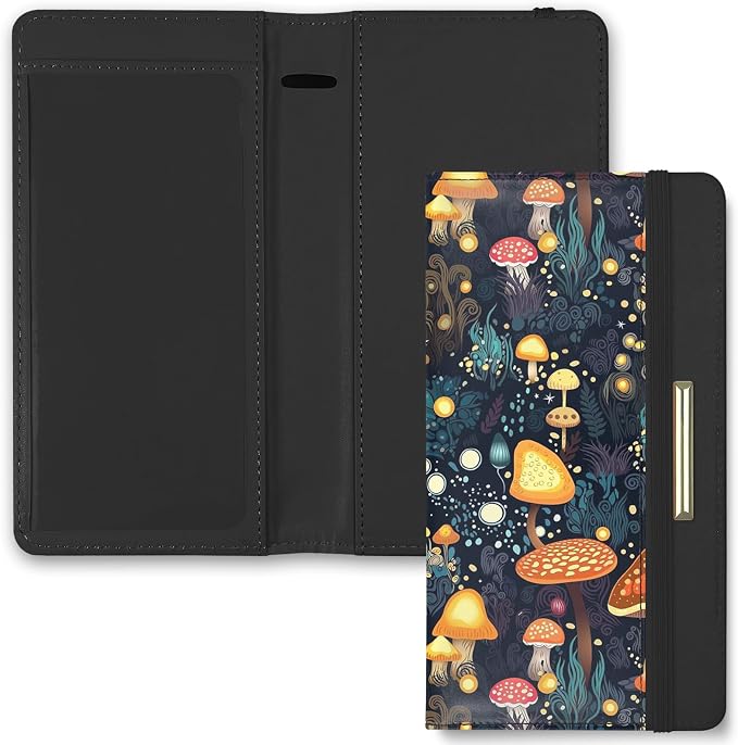 Printed Checkbook Cover, RFID Blocking Checkbook, Stylish, Lightweight, Slim Durable, Multi-Functional Checkbook Holder for Personal and Business Checks (Mushrooms)