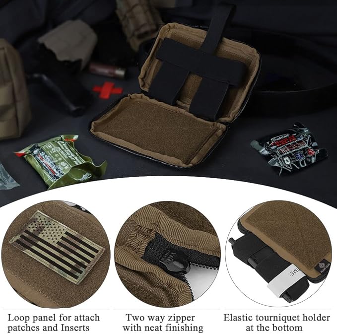 PETAC GEAR Tactical Medical Pouch Compact Admin Belt Pouch EMT First Aid Pouch IFAK Utility Pouch Trauma Kit Organizer Tourniquet Holder