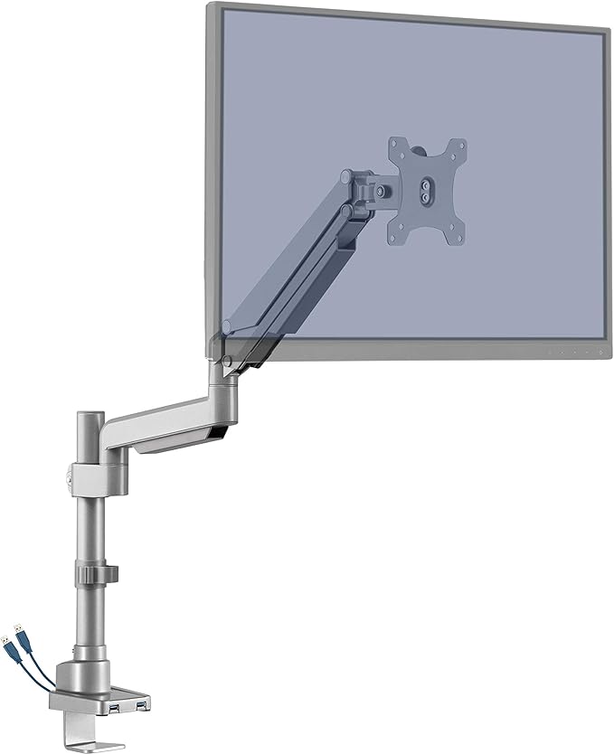 Lorell, LLR99802, Pole Single-Monitor Arm, 1 Each, Gray