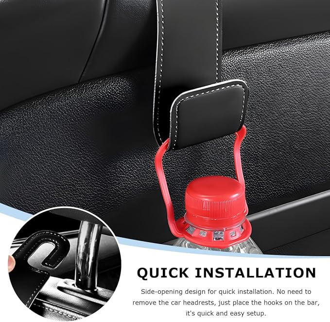 Car Seat Headrest Hook, Microfiber Leather Hanger Holder Hook for Hanging Purse and Bag, Universal Vehicle Back Seat Organizer Hook for Grocery Bag Handbag Coat (Black)