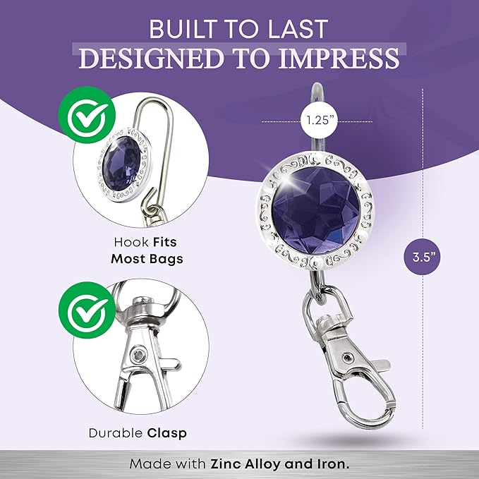 Women’s Bag Charm Key Finder, Car Keychain Hook, Cute Purse Organizer & Tote Bag Accessories, Gifts for Mom - Gems