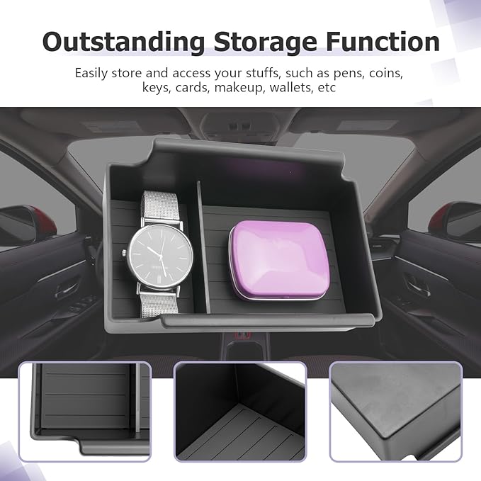 LUWU 2025 2026 Kicks Center Console Organizer Tray Compatible with 2025 2026 Nissan Kicks Accessories 2025 2026 Kicks S/SV/SR Armrest Console Organizer Armrest Organizer Insert Tray Black