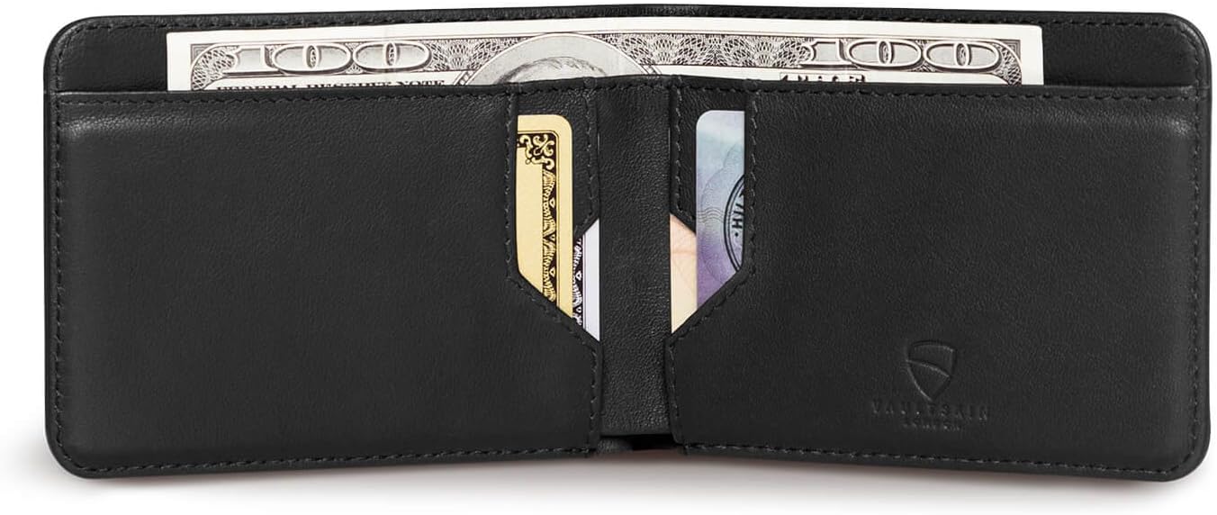 Vaultskin MANHATTAN Slim RFID Blocking Bifold Leather Wallet for Men - Men’s Leather Wallet, Front Pocket Minimalist Card Holder, Holds 9 Cards and Cash, Premium Italian Leather