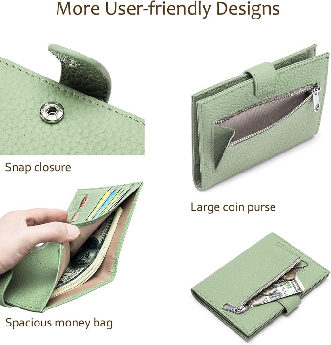 Leather RFID Passport Holder for Travel Women with Gift Box | Slim Passport Wallet with 1 Passport Slot & 3 Card Slots, Zipper Coin Pocket & Gift Box – Passport Cover Case (Light Green)