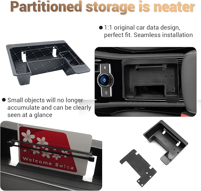 YEE PIN Console Organizer 2026 Tiguan Rline Black Center Console Organizer for 2025 2026 VW Center Console Tray Middle Console Storage Insert Tray Arm Rest Organizer for 2025 Tiguan Accessories