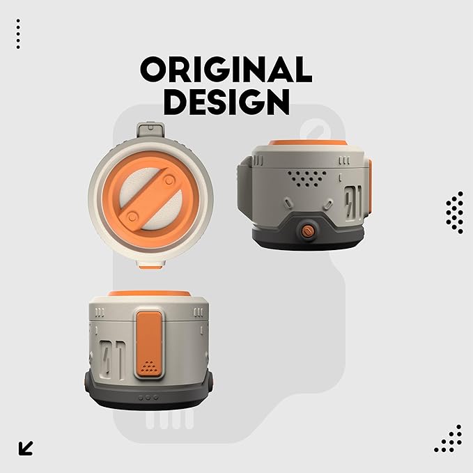 Decorative Storage Box with Lid & Metal Liner, Multifunctional Desk Organizer for Home or Office, 3D Printed Modern Container | Grey/Orange, 4"x4"x3.5"