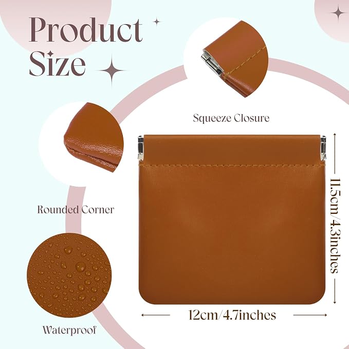 4Pcs Small Makeup Bag for Purse, 4.7in Pocket Cosmetic Bag Organizers, Waterproof PU Leather Pouches for Purse, Portable Squeeze Coin Purse for Women Mini Travel Jewelry Storage Pouch(Autumn)