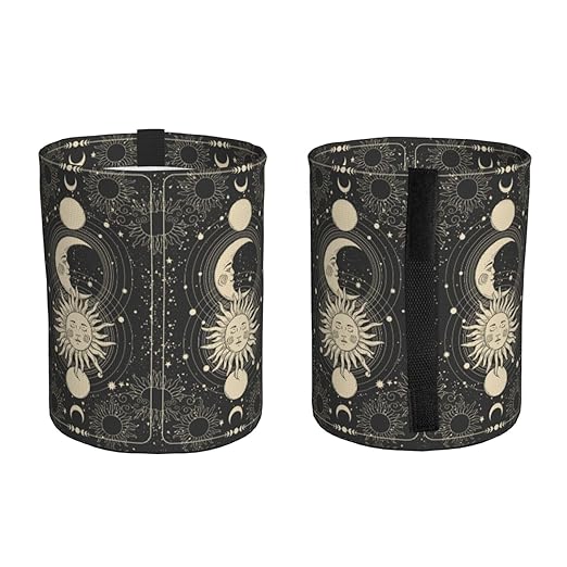 Vintage Sun Moon Stars Car Trash Can Collapsible Garbage Can,Hanging Trash Bag Water Proof with Suitable for Storage for Car Interiors,Home