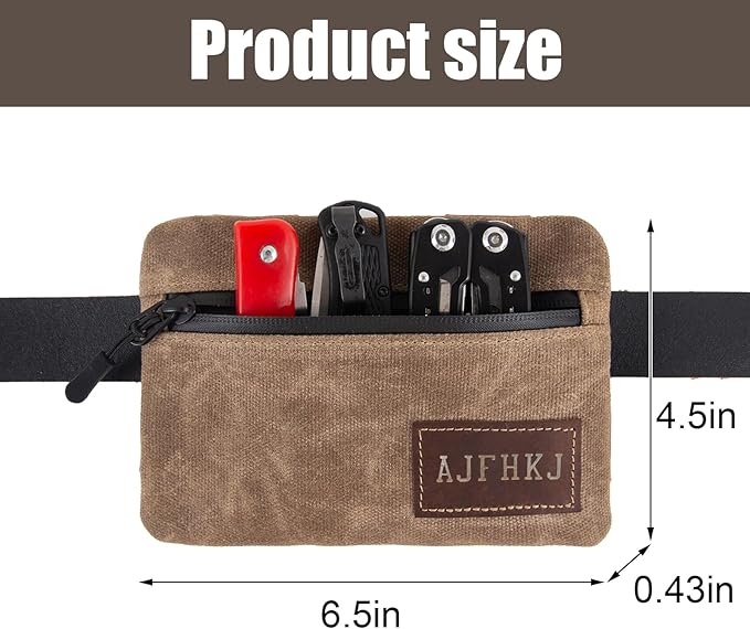 Belt Pouch for Men Women,Compact Zipper EDC Pouch,EDC Wallet Bag,Small Belt Bag Waist Pack Pouch Fanny Pack for EDC Gadgets Hiking,Anti-Theft Pickpocket Proof Pocket Pouch,Water Resistant,Waxed Canvas