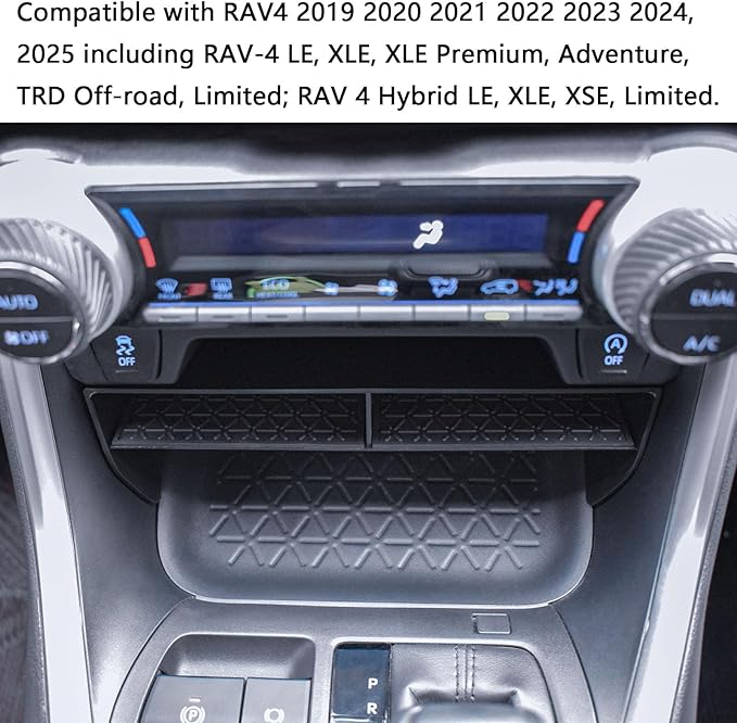 EDBETOS Larger Size Slots Center Console Organizer Compatible with Toyota RAV4 Accessories 2019-2023 2024 2025 and 2021-2025 RAV4 Prime Insert Tray Secondary Storage Box for Phone with Case, Black