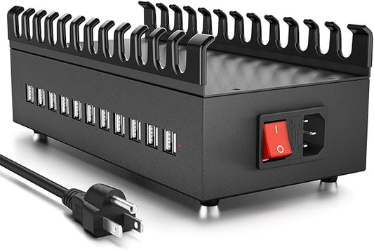 USB Charger Block, 300W 22 Port USB Charging Station for Multiple Devices, Desktop Wall Fast Charger with Storage Dividers, US? Power Strip Suitable for Home Office School Hotel