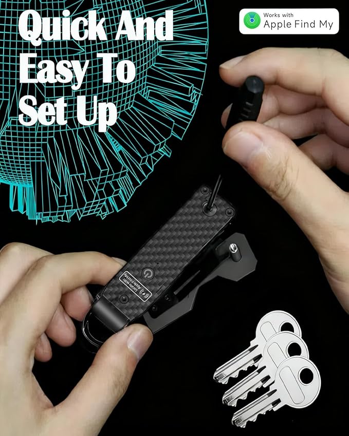 Air Keychain with GPS Tracker : Lightweight Compact Key Holder for Outdoor Use - Minimalist Metal Key Organizer