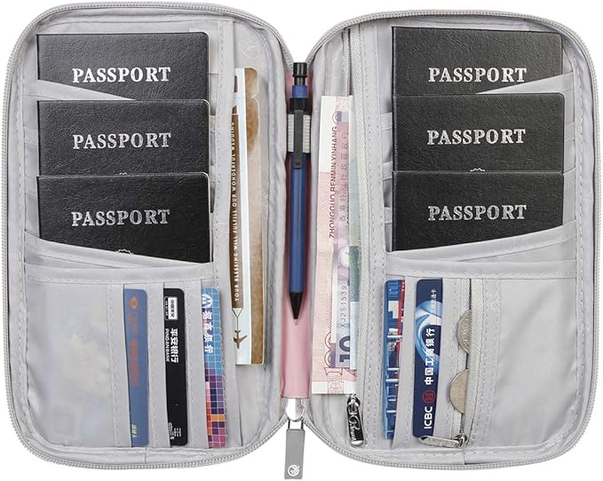 VanFn Passport Wallet, RFID Family Travel Passport Holder With Hand Strap, RFID Blocking Credit Card Wallet For Men & Women, Trip Document Organizer Fits Phone And Tickets P.Travel Series (Pink)