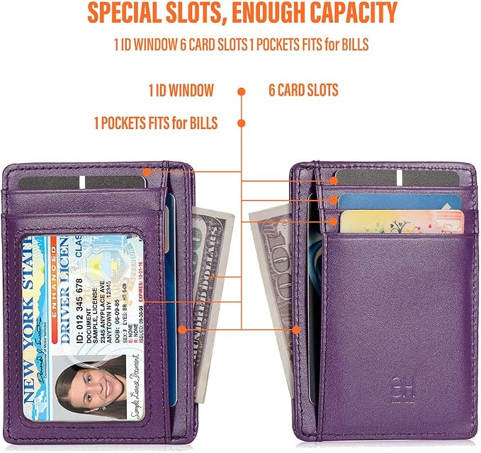 GH GOLD HORSE Slim RFID Blocking Card Holder Minimalist Leather Front Pocket Wallet for Women | Slim