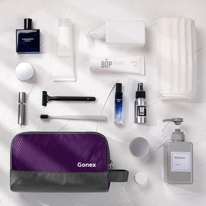 Gonex Travel Toiletry Bag Nylon, Shaving Bag Toiletry Organizer Deep Purple