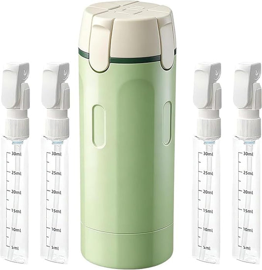 4-in-1 Travel Toiletry Bottle Set, 30ML Refillable Containers, Leak-Proof Push-Down Dispenser for Shampoo, Conditioner, Lotion, Body Wash, Portable Travel Size Bottles
