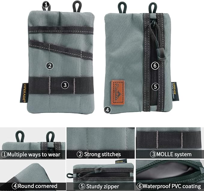 VIPERADE VE1 Pocket Organizer, EDC Pouch for Men, EDC Organizer Storage EDC Gears, Multitool Pocket Pouch Hold Your Flashlight/Pocket Knife, Pen, Notebook