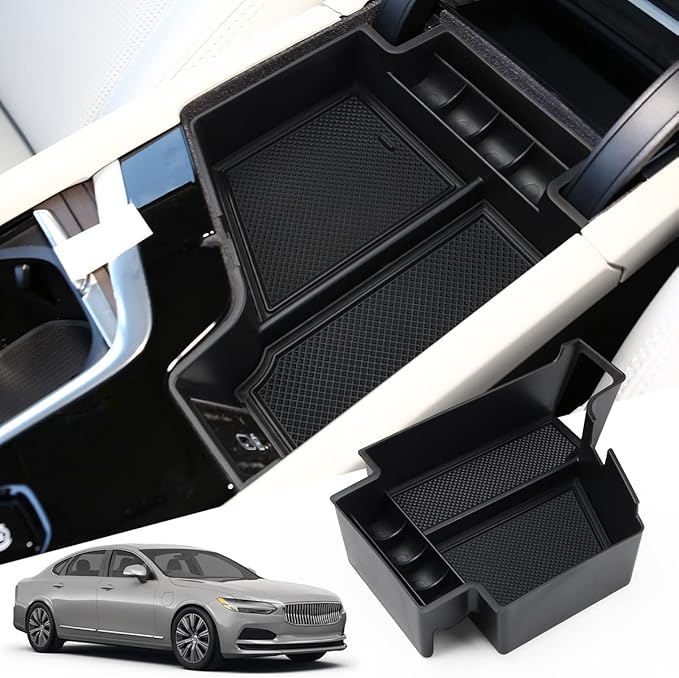 MARCHFA Center Console Organizer Tray Compatible for 2017-2022 2023 2024 Volvo XC90 S90 Accessories 2025 for 2025 Volvo XC60 2024 2023 2022-2018 Armrest Box Tray Organizer Insert Storage Box