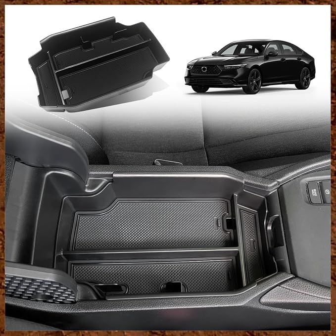 Muslogy for Accord 2026 2025-2023 Center Console Organizer Armrest Storage Box Divider Insert Tray Compatible with Honda Accord Accessories LX EX Sport Hybrid EX-L Sport-L Touring (V1 with Card Slot)