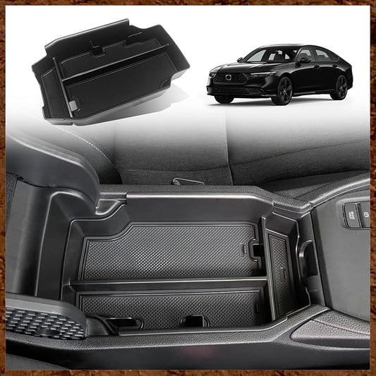 Muslogy for Accord 2026 2025-2023 Center Console Organizer Armrest Storage Box Divider Insert Tray Compatible with Honda Accord Accessories LX EX Sport Hybrid EX-L Sport-L Touring (V1 with Card Slot)