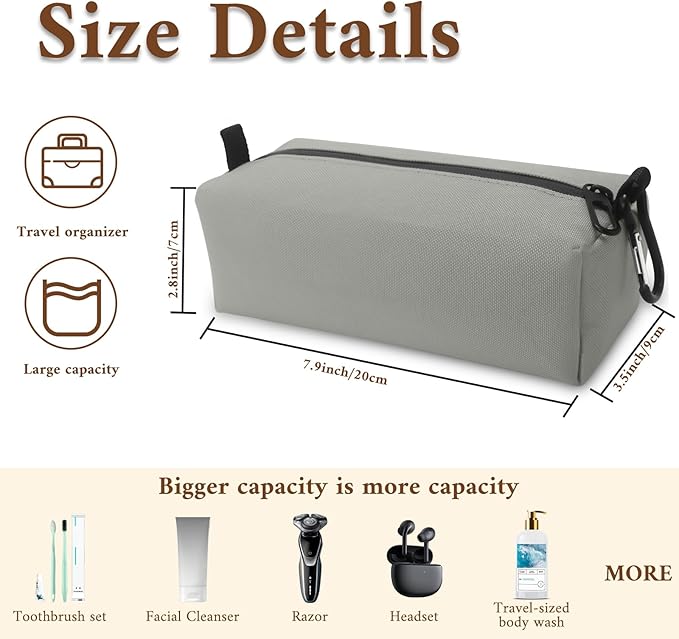 Small Toiletry Bag for Men, Travel Bag Waterproof and Foldable for Storage Mini Toiletry Bag Equipped With Carabiner for Easy Portability (gray)