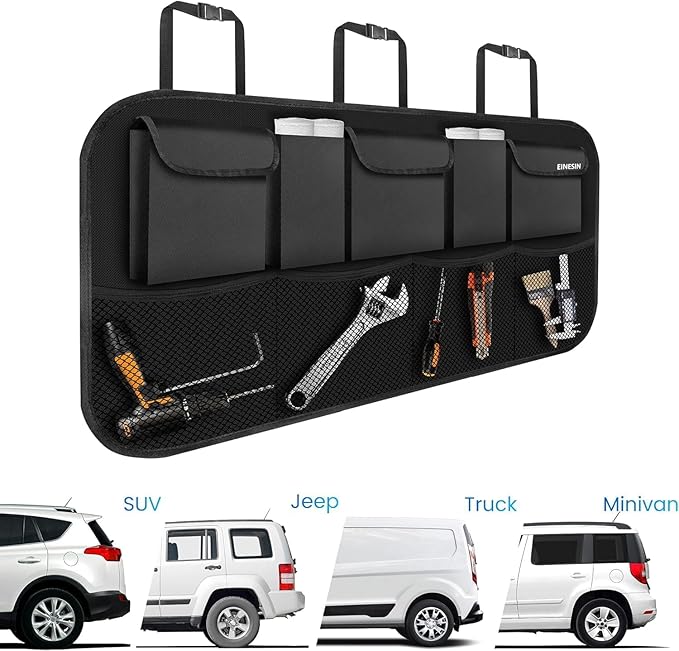 Einesin Car Organizer, Car Organizers and Storage with 9 Pockets, SUV Trunk Organizer for SUV/MPV/Truck, Car Essentials (42 * 10in)