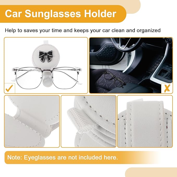 Car Sunglasses Clip Magnetic Universal Sun Visor Eyeglasses Protective Storage Clip PU Leather 10x6cm 1 Pcs