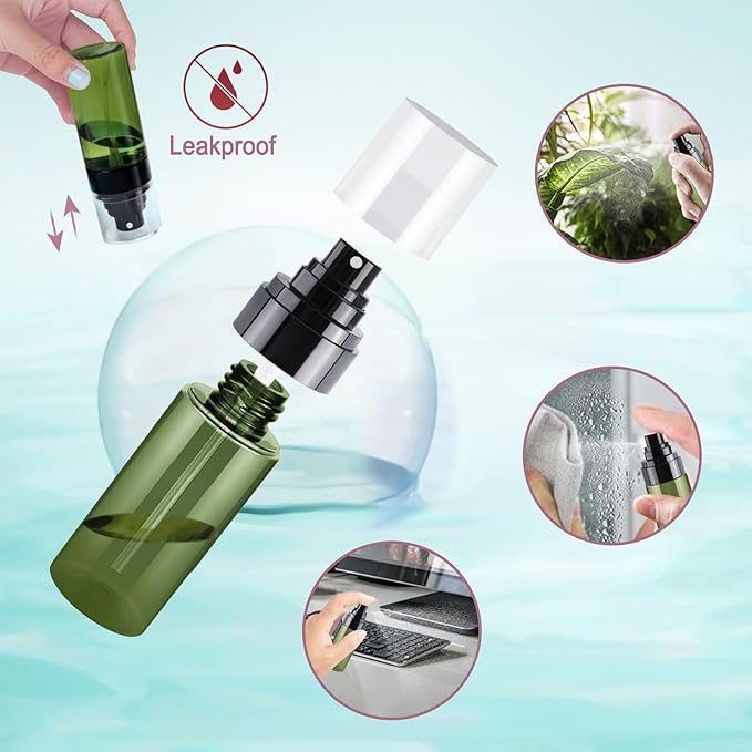 3PCS 50ml Mini Spray Bottles for Travel – Refillable Small Spray Bottle Set with Fine Mist Spray Bottles for Facial Mist, Toners, Perfume