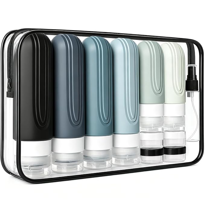 20 Pack Travel Bottles for Toiletries, TSA Approved Travel Size Containers, Leakproof Silicone Bottles and Shampoo Conditioner, Women Men Essential Toiletry Accessories.